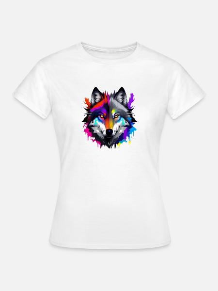 Mondes colorés de Wolfhead - T-shirt Femme - blanc