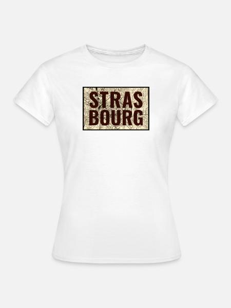 Strasbourg Stadtkarte Druck - Frauen T-Shirt - Weiß
