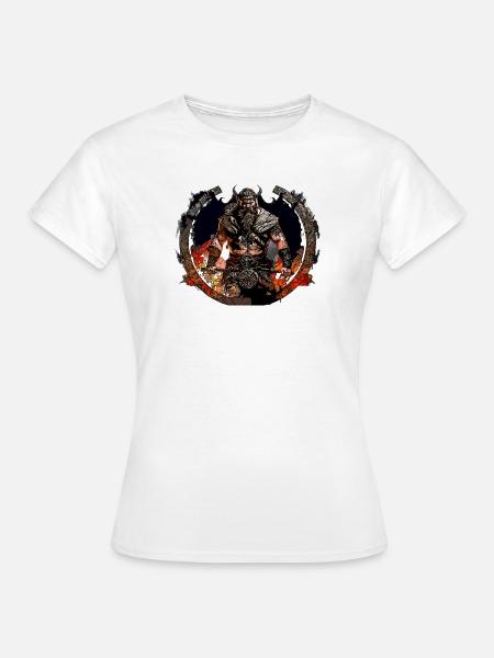 Viking Krieger im Feuerkreis - Frauen T-Shirt - Weiß