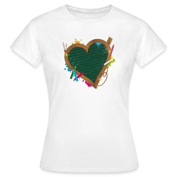 Heart-shaped blackboard with back-to-school supplies - Women's T-Shirt - white - Front - AI Model Female 172 dark (172cm)
