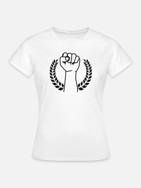 Faust im Lorbeerkranz hochgehalten - Frauen T-Shirt - Weiß