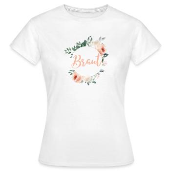 Team Braut! Grün-Pastell-Kranz, personalisierbar - Frauen T-Shirt - Weiß - Vorne - AI Model Female 172 dark (172cm)