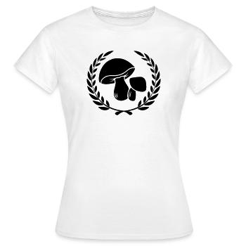 Pilze im Lorbeerkranz - Frauen T-Shirt - Weiß - Vorne - AI Model Female 172 dark (172cm)