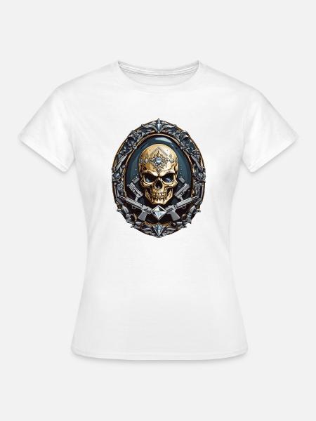 Totenkopf mit Diamanten - Frauen T-Shirt - Weiß