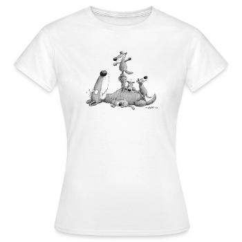 Lustiges Wolf Rudel Familie - Frauen T-Shirt - Weiß - Vorne - AI Model Female 172 dark (172cm)
