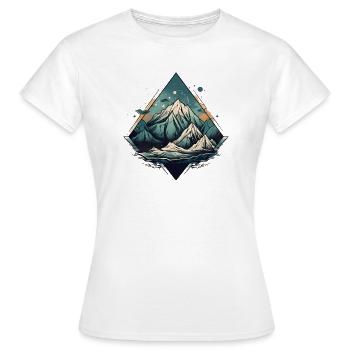 Gebirgslandschaft mit Sternenhimmel - Frauen T-Shirt - Weiß - Vorne - AI Model Female 172 dark (172cm)