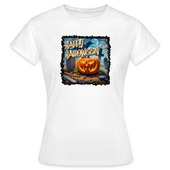 Nächtliches Mysterium: Das Happy Halloween T-Shirt - Frauen T-Shirt - Weiß - Vorne - AI Model Female 172 dark (172cm)