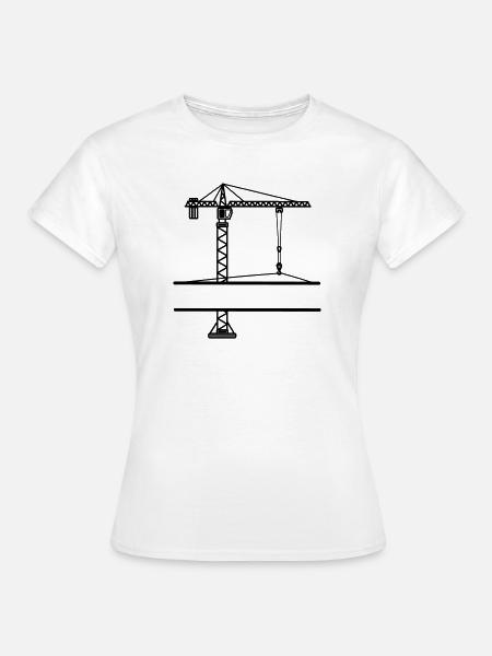 Baukran mit Banner - Frauen T-Shirt - Weiß