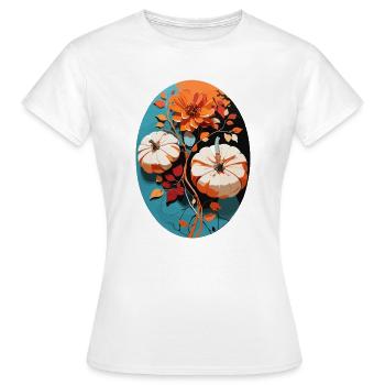 Kürbis mit Blumen - Frauen T-Shirt - Weiß - Vorne - AI Model Female 172 dark (172cm)