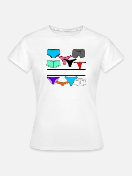 Dessous-Logo mit Slip und Unterhose - Frauen T-Shirt - Weiß