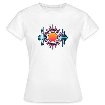 Ondes sonores de soleil au néon - T-shirt Femme - blanc - Devant - AI Model Female 172 dark (172cm)