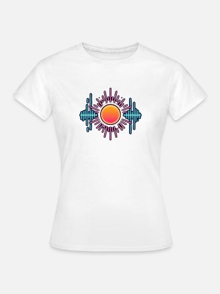 Neon Sonne Soundwellen - Frauen T-Shirt - Weiß