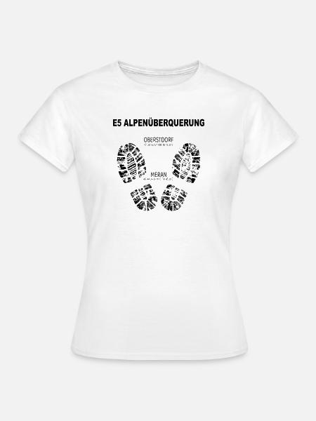 E5 Alpenüberquerung - Frauen T-Shirt - Weiß