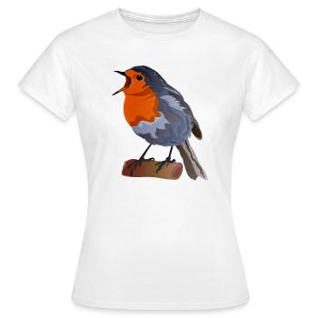 Robin Bird Illustration über Textil - Frauen T-Shirt - Weiß - Vorne - AI Model Female 172 dark (172cm)