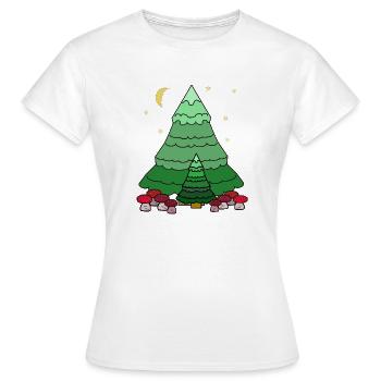 Nacht Sternenhimmel Wald Nadelbaum Tannen Natur - Frauen T-Shirt - Weiß - Vorne - AI Model Female 172 dark (172cm)