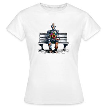 roboter bank blumen robot love rostig kunst - Frauen T-Shirt - Weiß - Vorne - AI Model Female 172 dark (172cm)
