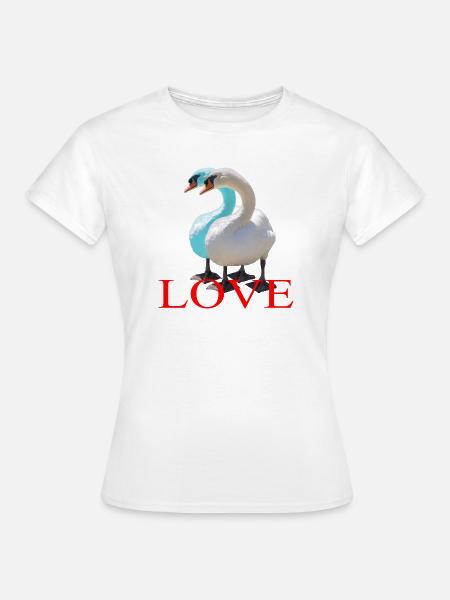 Schwanen-Duo mit Herzform - Frauen T-Shirt - Weiß