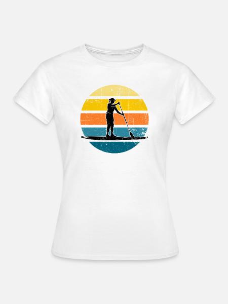 Sunset Paddleboard Silhouette - Frauen T-Shirt - Weiß
