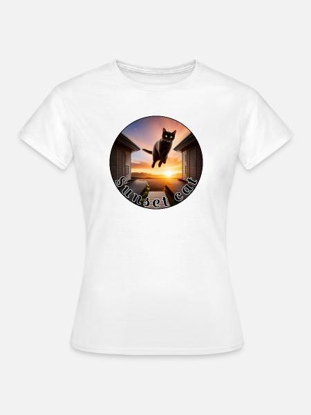 Sunset cat 2 - Frauen T-Shirt - Weiß