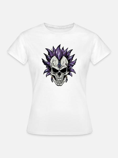 Punk Skull – Purple Mohawk - Frauen T-Shirt - Weiß