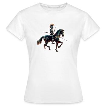 Futuristischer Roboterritter - Frauen T-Shirt - Weiß - Vorne - AI Model Female 172 dark (172cm)