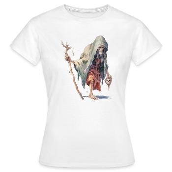 Gruseliger Waldmagier – Dark Fantasy Zauberer - Frauen T-Shirt - Weiß - Vorne - AI Model Female 172 dark (172cm)