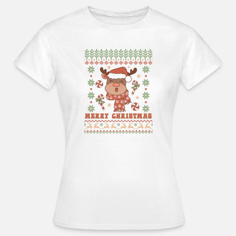 Hässlicher Weihnachtspullover - Frauen T-Shirt - Weiß