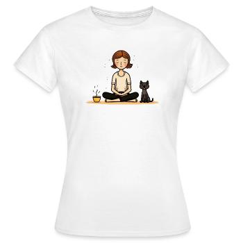 Yoga Dog and Coffee - Women's T-Shirt - white - Front - AI Model Female 172 dark (172cm)