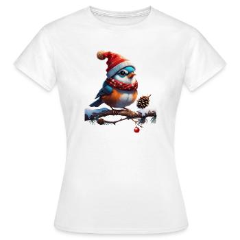 Oiseau de Noël doux, petit et sympathique - T-shirt Femme - blanc - Devant - AI Model Female 172 dark (172cm)