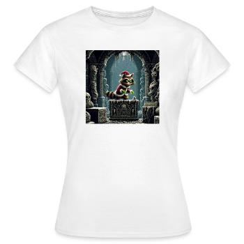 Chat d’hiver dans la magie du donjon - T-shirt Femme - blanc - Devant - AI Model Female 172 dark (172cm)