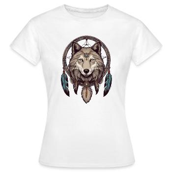 Attrape-rêves avec loup - T-shirt Femme - blanc - Devant - AI Model Female 172 dark (172cm)