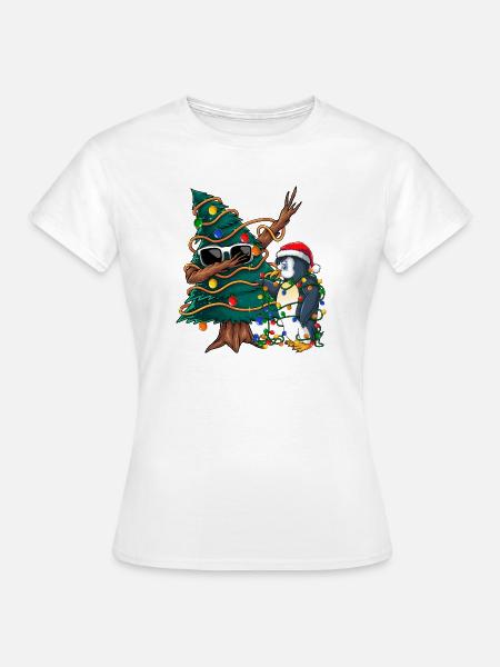 Dapping Tannenbaum -Dapping Weihnachtspullover - Frauen T-Shirt - Weiß