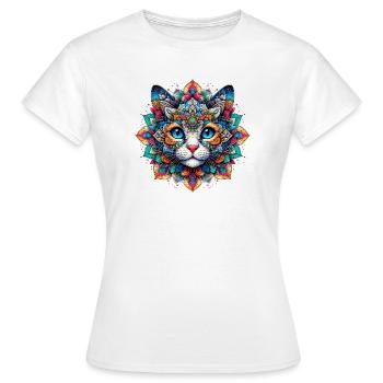 Chat décoré de Mandalas - T-shirt Femme - blanc - Devant - AI Model Female 172 dark (172cm)