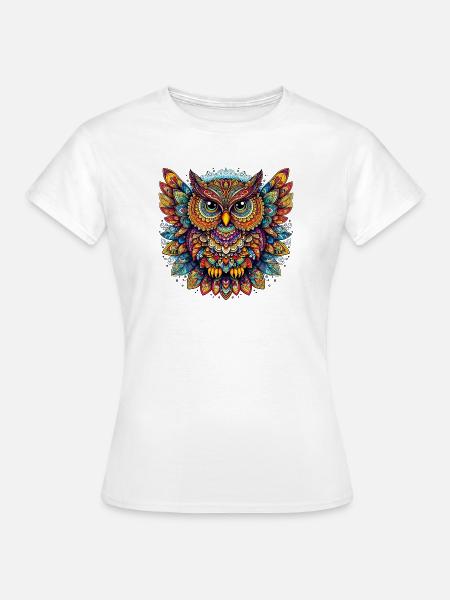 Eule mit Mandalas verziert - Frauen T-Shirt - Weiß