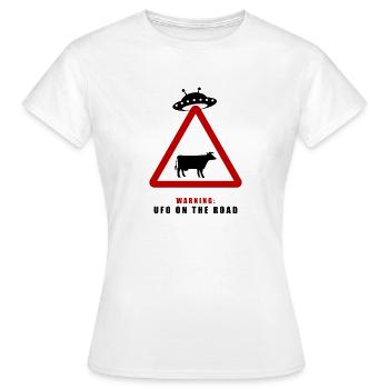 Avertissement! OVNI sur la route ! - T-shirt Femme - blanc - Devant - AI Model Female 172 dark (172cm)