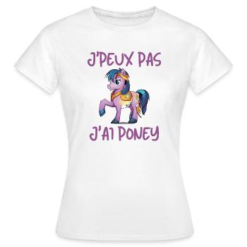 j'peux pas j'ai poney, poney, équitation - T-shirt Femme - blanc - Devant - AI Model Female 172 dark (172cm)