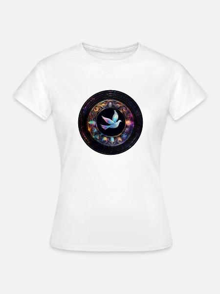 Lichttaube im kosmischen Kreis - Frauen T-Shirt - Weiß