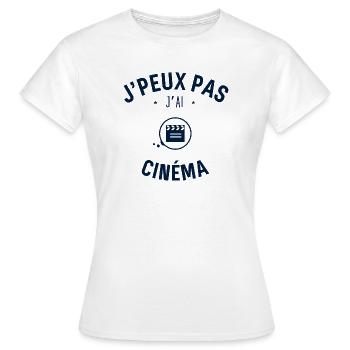 J peux pas j ai Cinéma - T-shirt Femme - blanc - Devant - AI Model Female 172 dark (172cm)