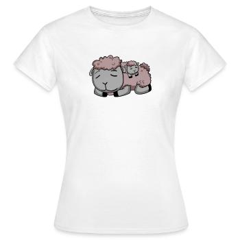 Famille de moutons - Moutons avec bébé - Parent isolé - T-shirt Femme - blanc - Devant - AI Model Female 172 dark (172cm)