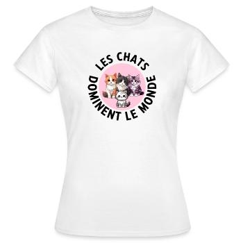 Les chats dominent le monde conspiration des chats - T-shirt Femme - blanc - Devant - AI Model Female 172 dark (172cm)