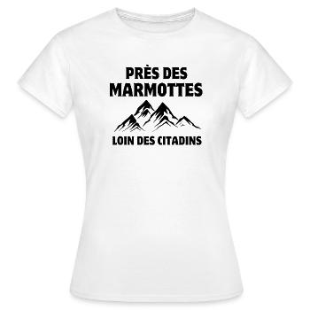 montagne, ski, station de ski - T-shirt Femme - blanc - Devant - AI Model Female 172 dark (172cm)