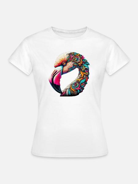 Rosa Flamingo mit Mandalas verziert - Frauen T-Shirt - Weiß