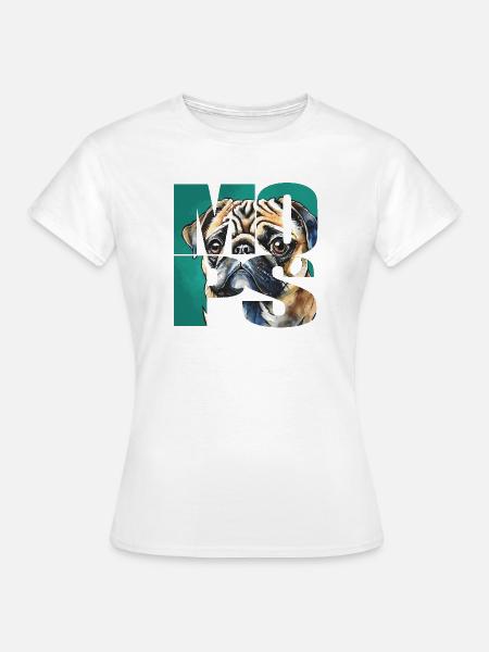 Mops Portrait - Frauen T-Shirt - Weiß