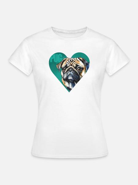 Mops Portrait - Frauen T-Shirt - Weiß