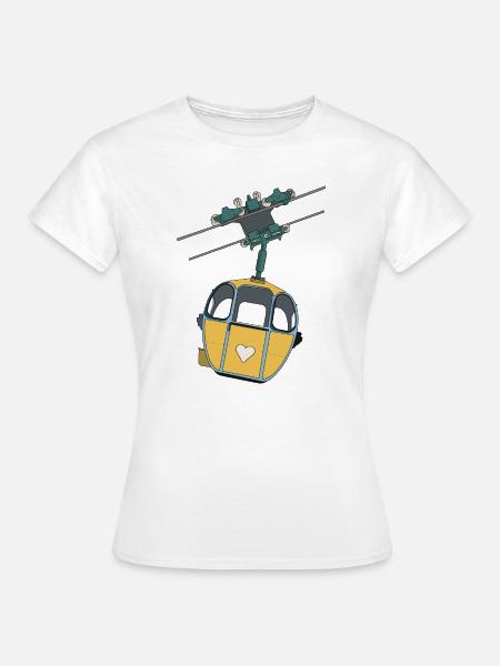 Seilbahn Gondel - Gelb Herz - Frauen T-Shirt - Weiß