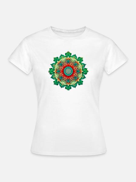 Kaleidoskop-Blumen-Mandala - Frauen T-Shirt - Weiß