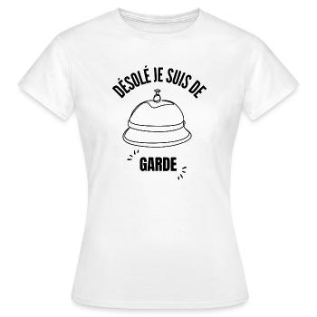 Désolé je suis de garde - T-shirt Femme - blanc - Devant - AI Model Female 172 dark (172cm)