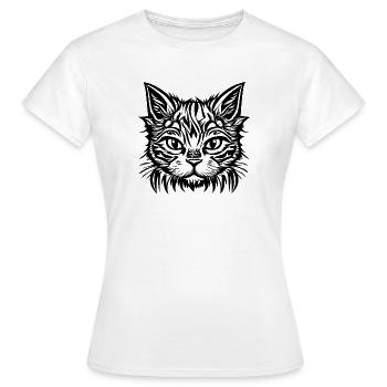 Manga Comic Cat "House Tiger" - Women's T-Shirt - white - Front - AI Model Female 172 dark (172cm)