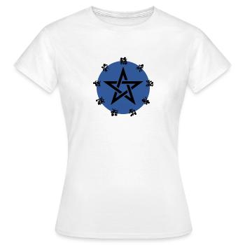 KU-JI MANTRA / indigo - Japanise KANJI - T-shirt Femme - blanc - Devant - AI Model Female 172 dark (172cm)