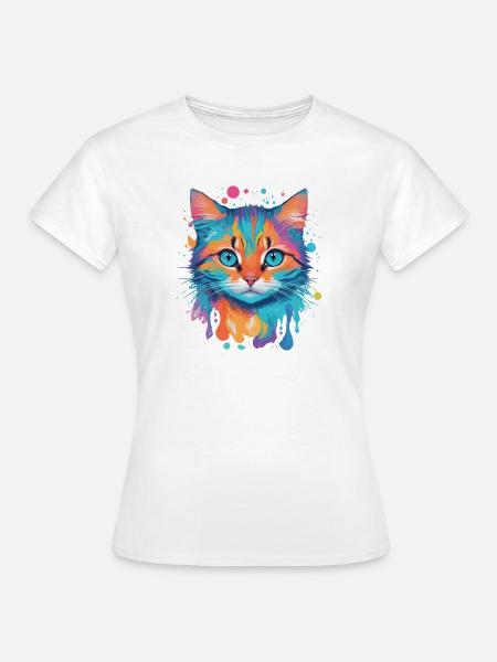 Niedliche Katze - Frauen T-Shirt - Weiß